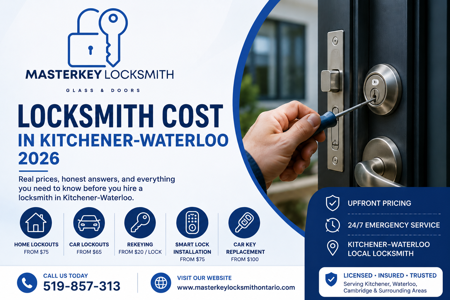 Locksmith Cost in Kitchener-Waterloo