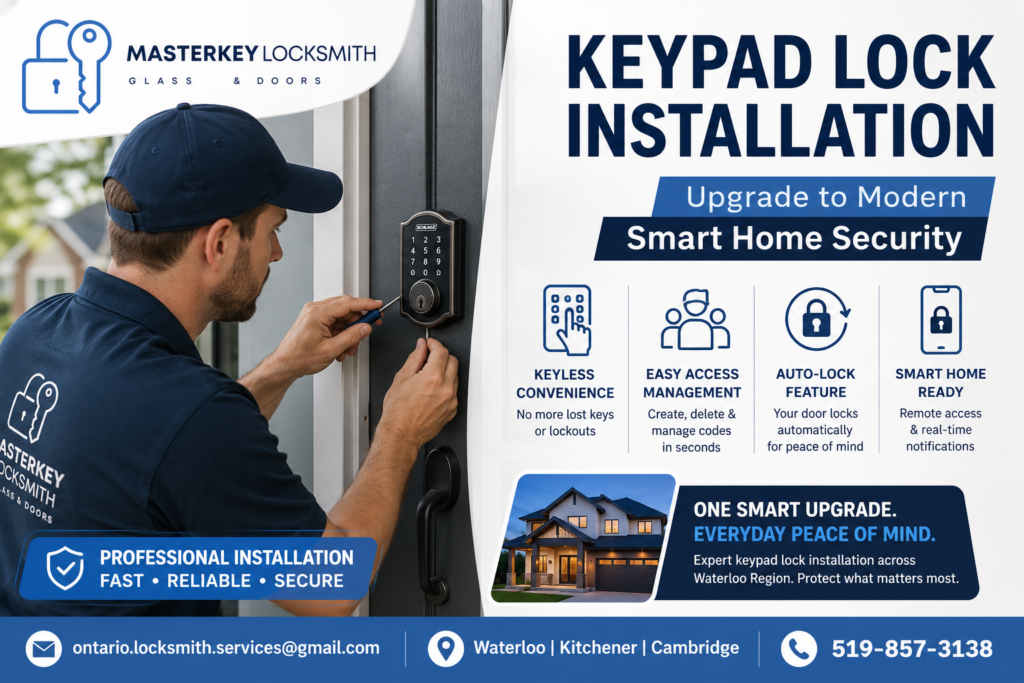 Keypad Lock Installation | Smart Keypad Lock Installation | Smart Lock Installers | Masterkey Locksmith Glass & Doors