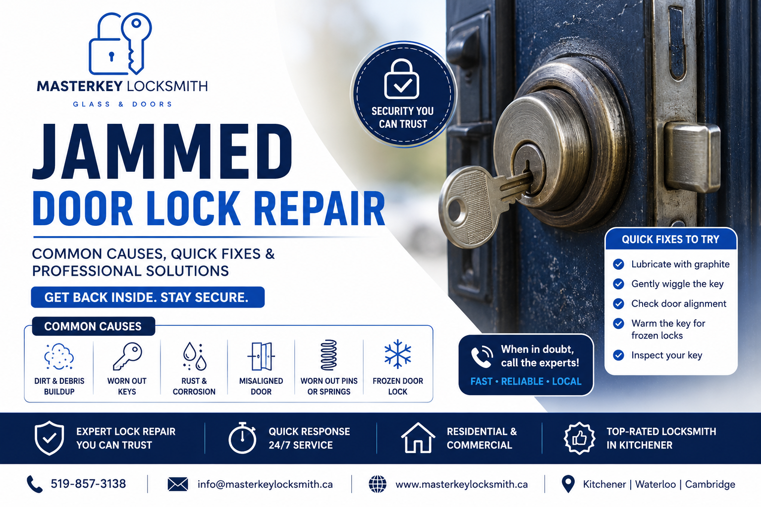 Jammed Door Lock Repair | Masterkey Locksmith Glass & Doors