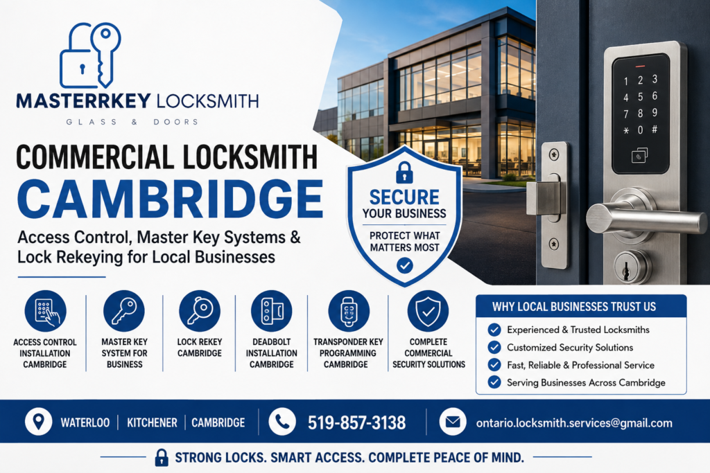 Commercial Locksmith Cambridge: Access Control, Master Key Systems & Lock Rekeying for Local Businesses | Masterkey Locksmith Glass & Doors