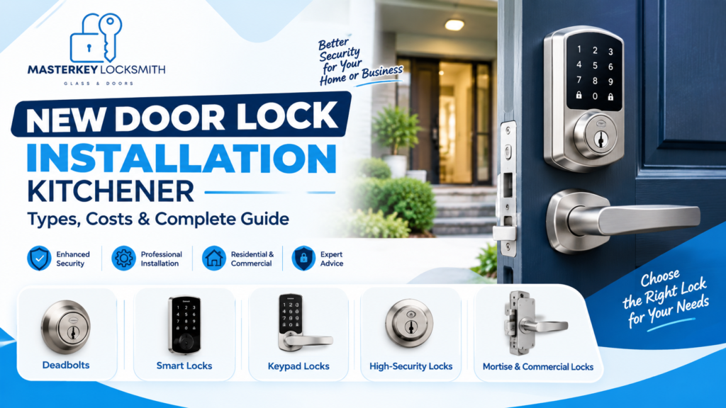 New door lock installation Kitchener guide showing smart locks, deadbolts, keypad locks and high-security door lock options