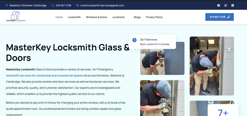 Masterkey Locksmith Glass & Doors official website